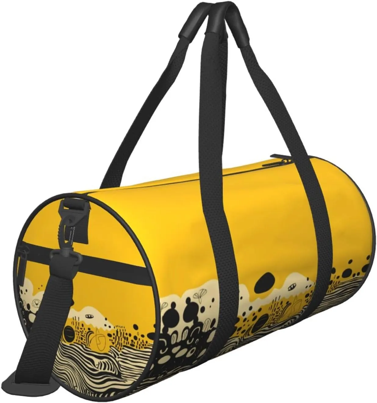 Travel Bag For Women,Mustard Yellow And Black Print Personal Item Duffle Bags,Weekend Travel Duffel Tote Bag,Travel Sport Gym Bag For Men,Airplane Travel Essentials For Flying