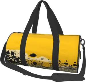 Travel Bag For Women,Mustard Yellow And Black Print Personal Item Duffle Bags,Weekend Travel Duffel Tote Bag,Travel Sport Gym Bag For Men,Airplane Travel Essentials For Flying
