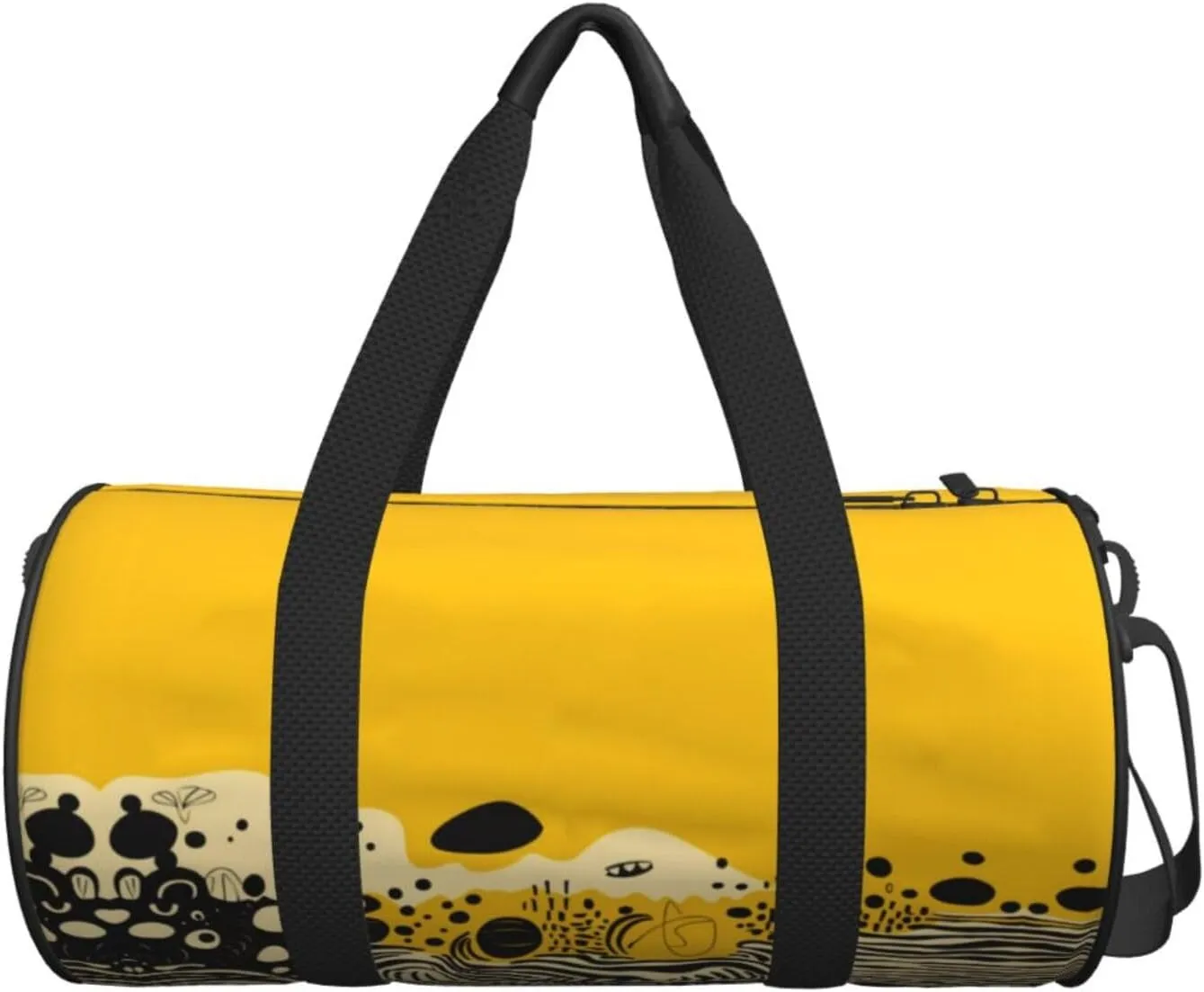 Travel Bag For Women,Mustard Yellow And Black Print Personal Item Duffle Bags,Weekend Travel Duffel Tote Bag,Travel Sport Gym Bag For Men,Airplane Travel Essentials For Flying