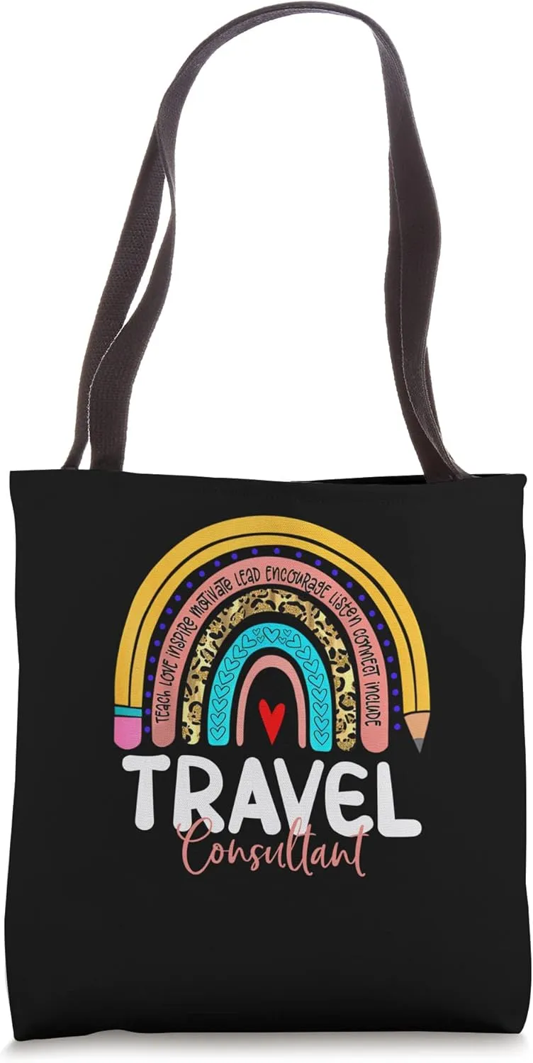 Travel Consultant Rainbow Leopard Travel and Tourism Work Tote Bag