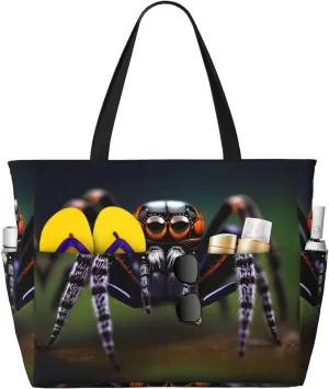 Tropical rainforest spiders Waterproof Durable Lightweight Tote Bag â€“ Travel Handbag with Multi-Pocket Design and Stylish Honeycomb Pattern, Black, One Size