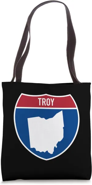 Troy Ohio Map Highway Interstate Sign Souvenir Tote Bag