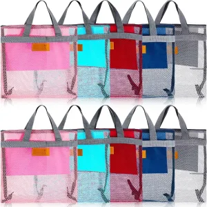 Tudomro 10 Pieces Mesh Shower Bag Caddy Tote Portable Quick Dry Tote Bag Lightweight Hanging Toiletry Bath Organizer for College Dorms Gym Swimming Beach Travel Games Sports