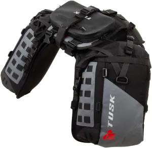 TUSK Highland X2 Rackless Luggage System w/Medium Dry Duffel/Large Bottle Holders Compatible with KTM/Husky 690-701 Heat Shield Black/Grey