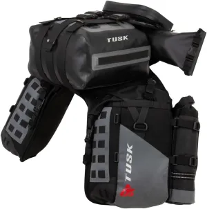 Tusk Highland X2 Rackless Luggage System w/Small Dry Duffel/Large Bottle Holders Standard Heat Shield Black/Grey
