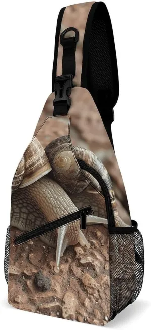 Two Snails Pattern Crossbody Sling Bag for Men Hiking Backpack Travel Chest Bag Man Purse Shoulder Bags Daypack