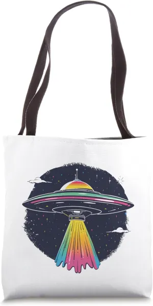 UAP in Rainbow Illustration UFO Tote Bag