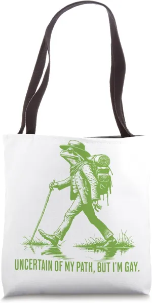 Uncertain Of My Path But I'm Gay Frog LGBT Pride Retro Tote Bag