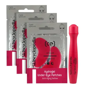 Under Eye Treatment, Roll-On   3 Hydrogel Pads with Retinol & Squalane, Cooling Roller, Energizing Serum for Dark Circles, Puffiness Bags, Fine Lines, Firms & Brightens Skin (2)