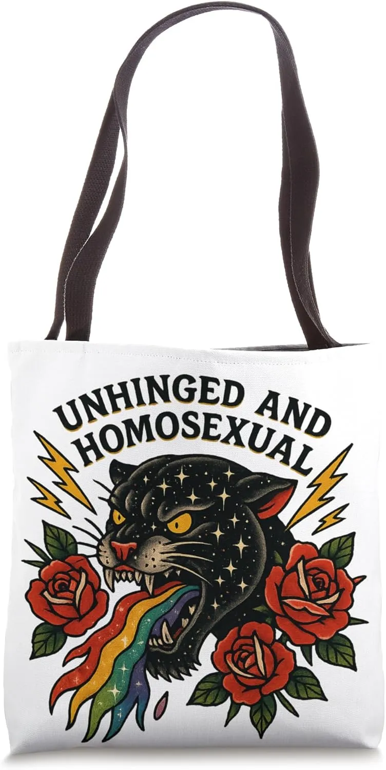 Unhinged and Homosexual Panther Gay Pride Design Tote Bag