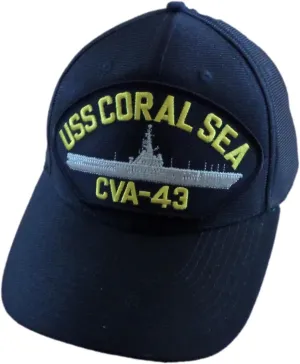USS Coral SEA CVA-43 Navy Ship HAT U.S Military Official Ball Cap U.S.A Made
