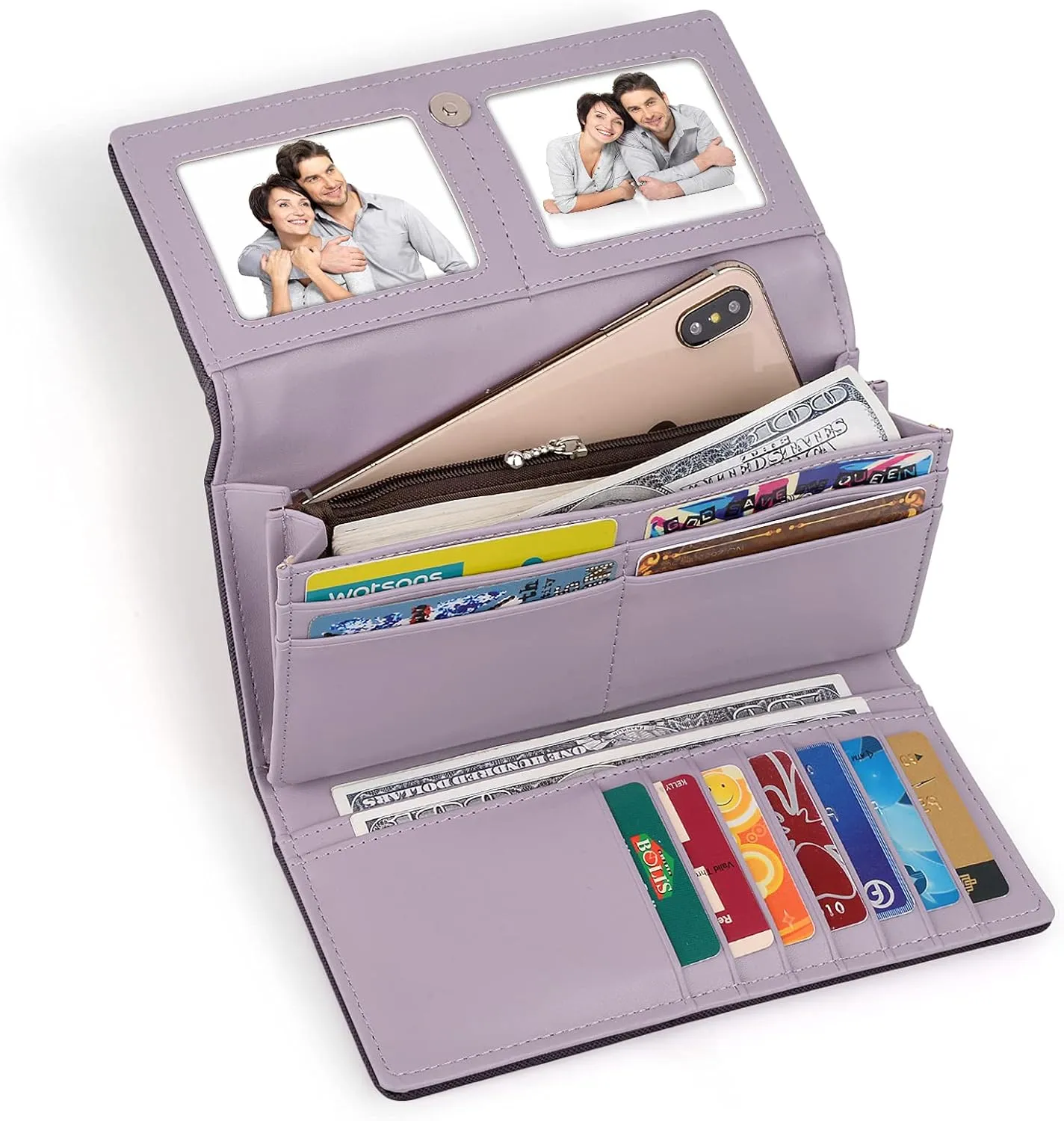 UTO RFID Wallet for Women Large Capacity PU Leather Card Holder Phone Case Zipper Pocket Purse Clutch