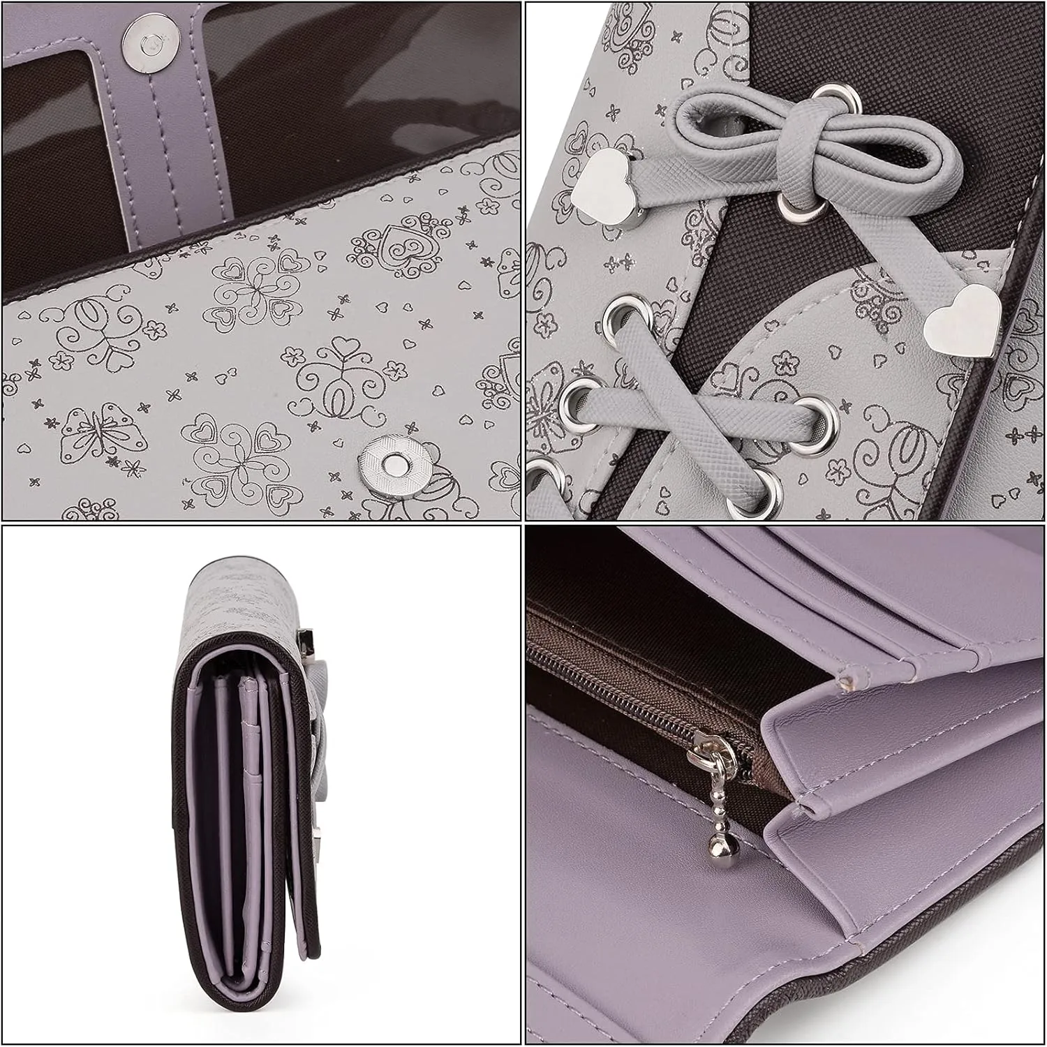 UTO RFID Wallet for Women Large Capacity PU Leather Card Holder Phone Case Zipper Pocket Purse Clutch