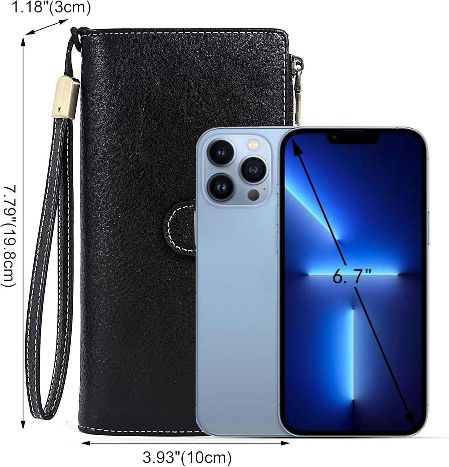 UTO Wallet Women Vegan Leather Wristlet Snap Long Purse Credit Card Holder Elegant Clutch