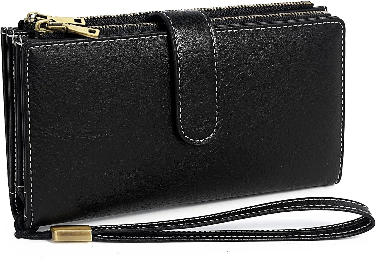 UTO Wallet Women Vegan Leather Wristlet Snap Long Purse Credit Card Holder Elegant Clutch