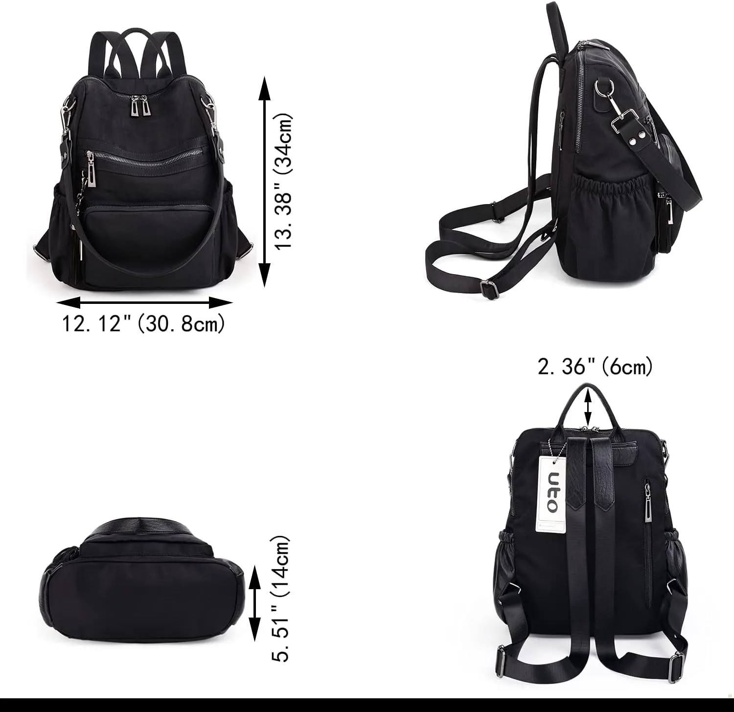 UTO Women Backpack Purse Leather Vegan Ladies Fashion Designer Rucksack Convertible Travel Shoulder Bag with Tassel