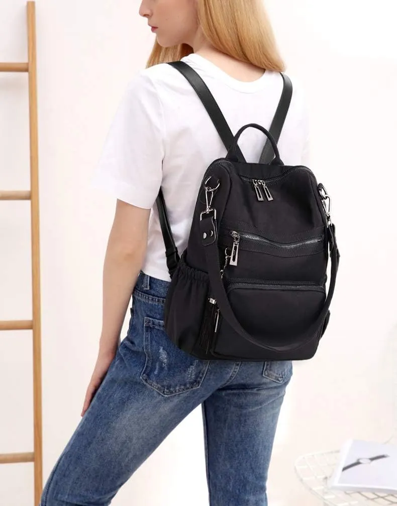 UTO Women Backpack Purse Leather Vegan Ladies Fashion Designer Rucksack Convertible Travel Shoulder Bag with Tassel
