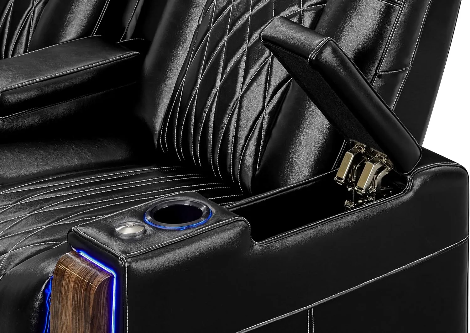 Valencia Tuscany Executive Premier Home Theater Seating with Heat & Massage, Diamond Stitching Top Grain Italian Nappa 11000 Leather Wall Hugger Power Recliner Chair with Headrest & Lumbar Support