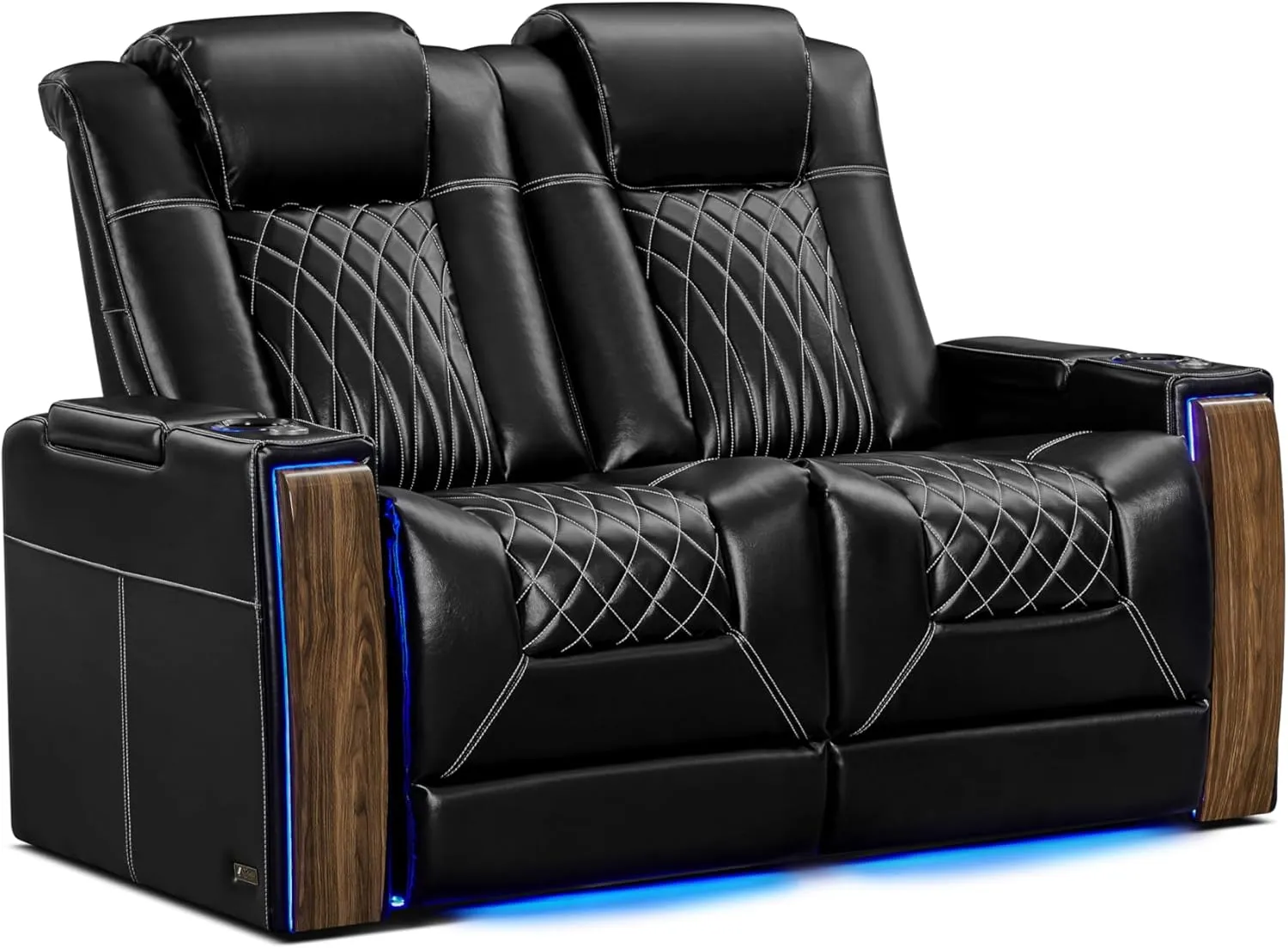 Valencia Tuscany Executive Premier Home Theater Seating with Heat & Massage, Diamond Stitching Top Grain Italian Nappa 11000 Leather Wall Hugger Power Recliner Chair with Headrest & Lumbar Support