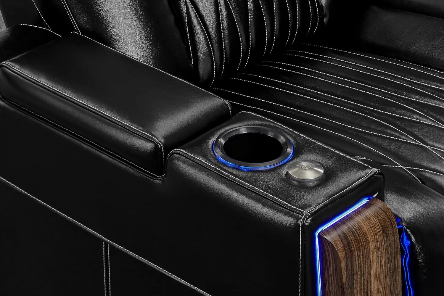 Valencia Tuscany Executive Premier Home Theater Seating with Heat & Massage, Diamond Stitching Top Grain Italian Nappa 11000 Leather Wall Hugger Power Recliner Chair with Headrest & Lumbar Support