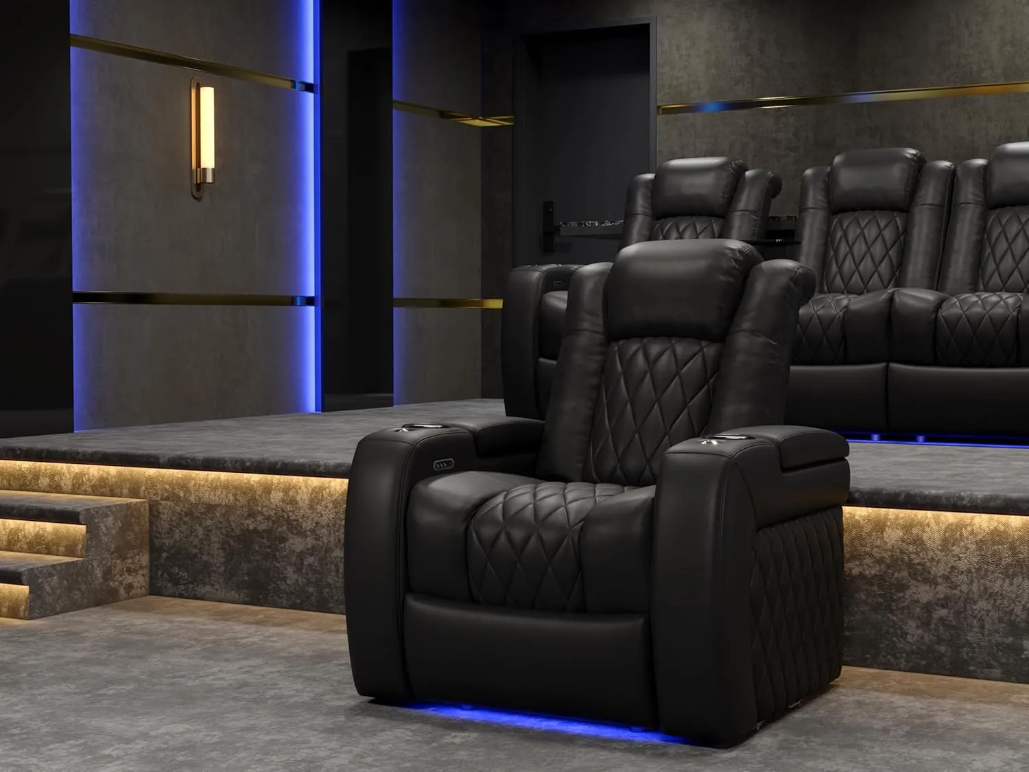 Valencia Tuscany Recliner | Premium Top Grain Italian Nappa 11000 Leather, Power Reclining With Lumbar Support and Headrest (Single Recliner, Black)