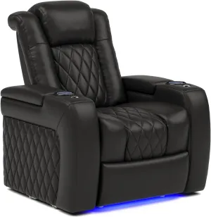 Valencia Tuscany Recliner | Premium Top Grain Italian Nappa 11000 Leather, Power Reclining With Lumbar Support and Headrest (Single Recliner, Black)