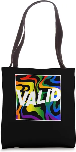 Valid Rainbow Wave Lines LGBTQ  Gay Gender Rights Pride Ally Tote Bag