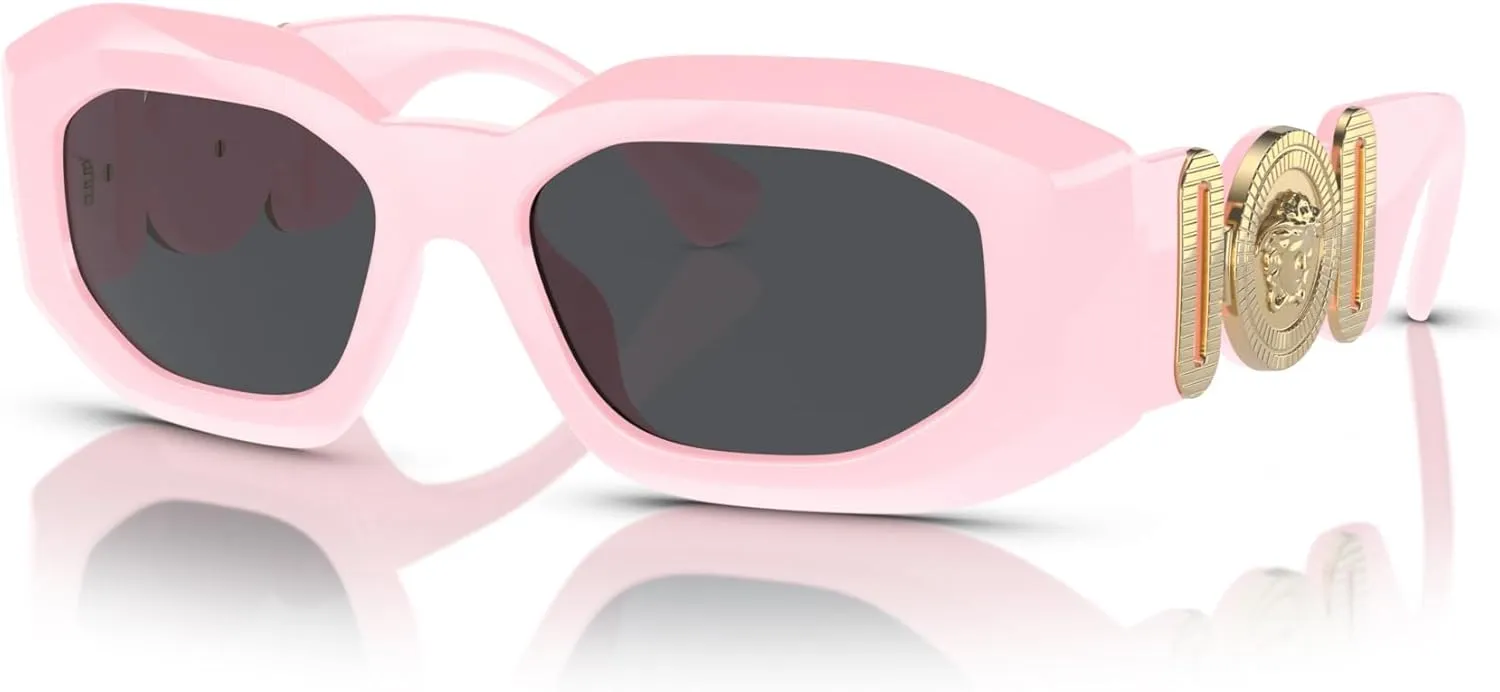 Versace VE 4425U 544087 Pink Nylon Irregular Sunglasses Dark Grey Solid Color Lens
