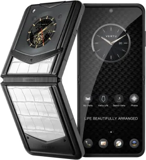 VERTU IRONFLIP Alligator Skin Flip Cell Phone, Unlocked Android 5G Smartphone, Foldable Design, One-Hand Control, 50MP Camera, 12G 512G, Dual SIM, 6.9" 120Hz OLED, 65W Fast Charge (Creamy White)