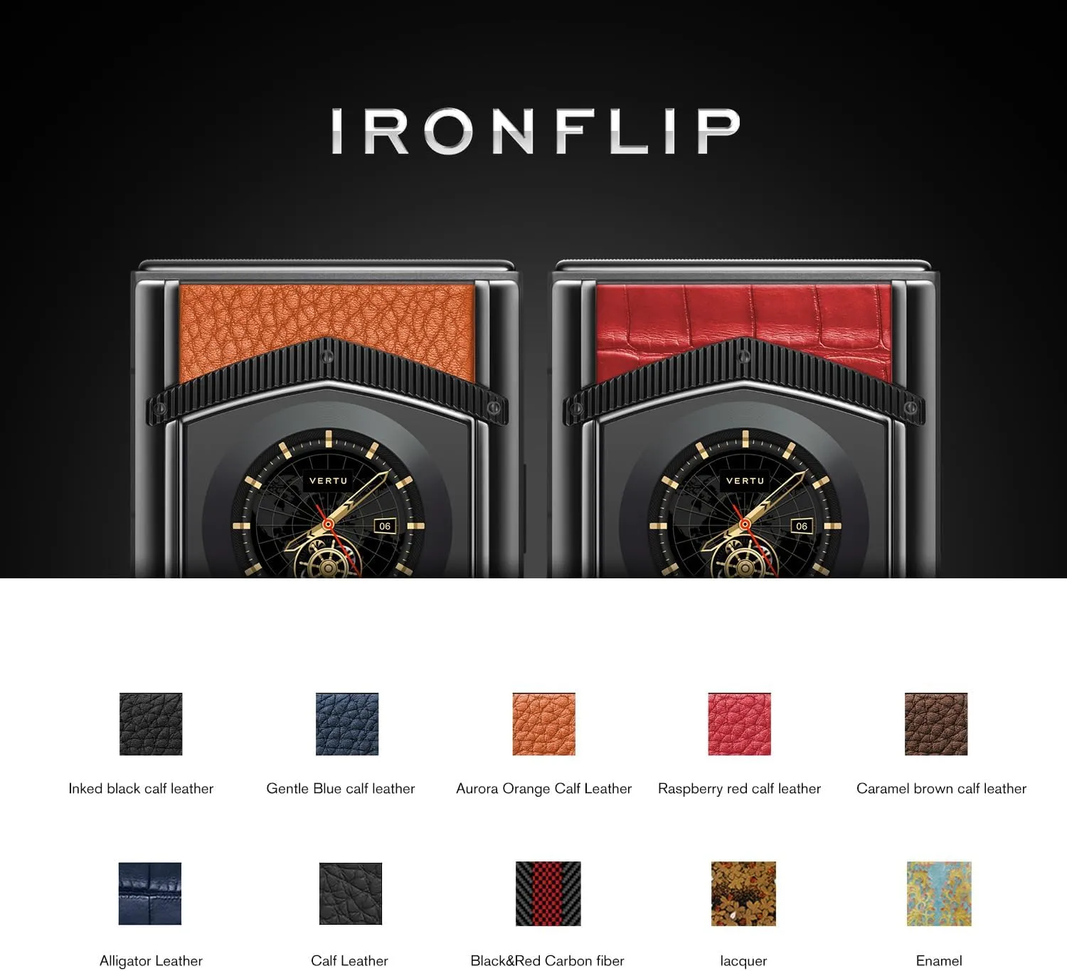 VERTU IRONFLIP Calf Skin Flip Cell Phone, Unlocked Android 5G Smartphone, Foldable Design, One-Hand Control, 50MP Camera, 12G 512G, Dual SIM, 6.9" 120Hz OLED, 65W Fast Charge (Jade Black)