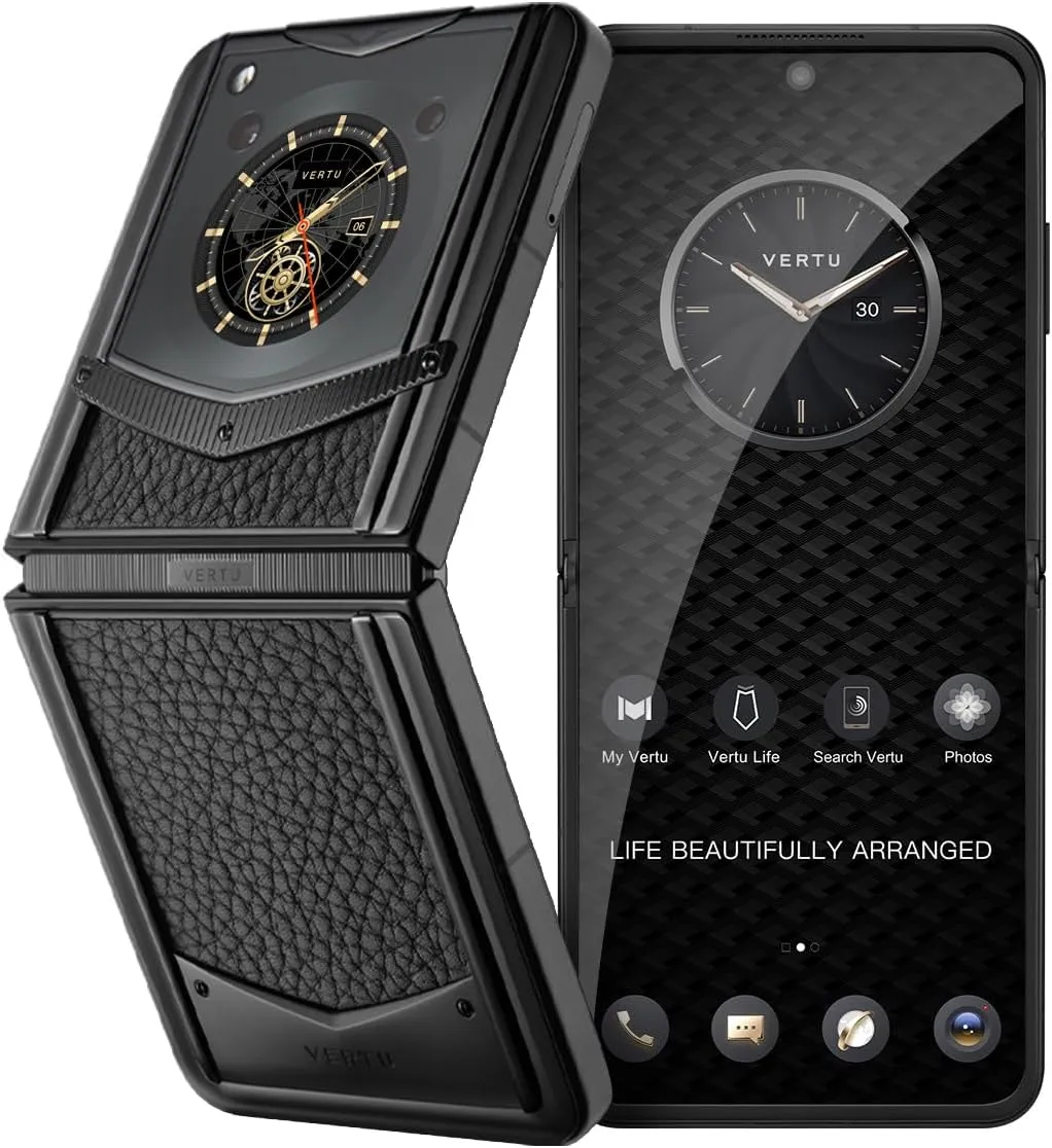 VERTU IRONFLIP Calf Skin Flip Cell Phone, Unlocked Android 5G Smartphone, Foldable Design, One-Hand Control, 50MP Camera, 12G 512G, Dual SIM, 6.9" 120Hz OLED, 65W Fast Charge (Jade Black)