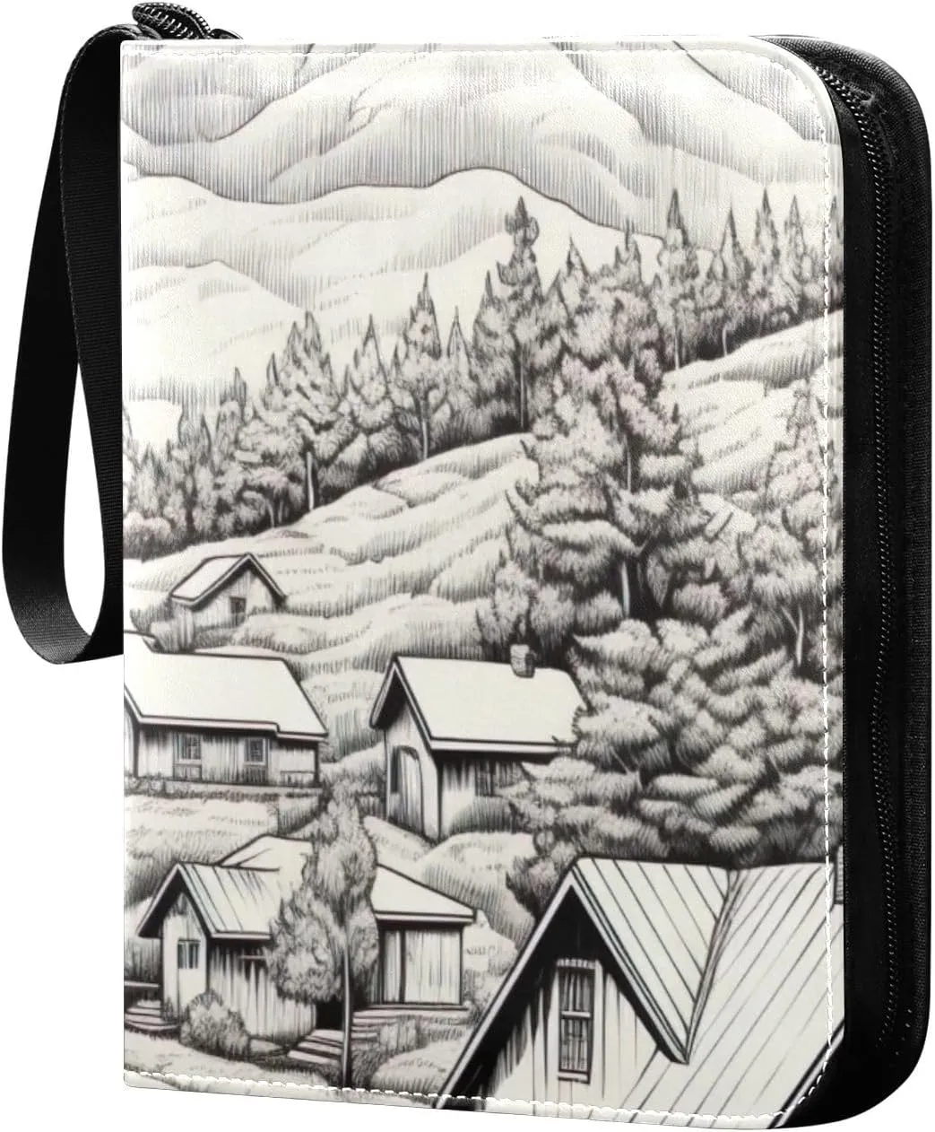 Village Painting Card Binder 4-Pocket, 400 Pockets Trading Cards Holder Games Card Albums Storage Organizer Case for Football, Baseball Cards