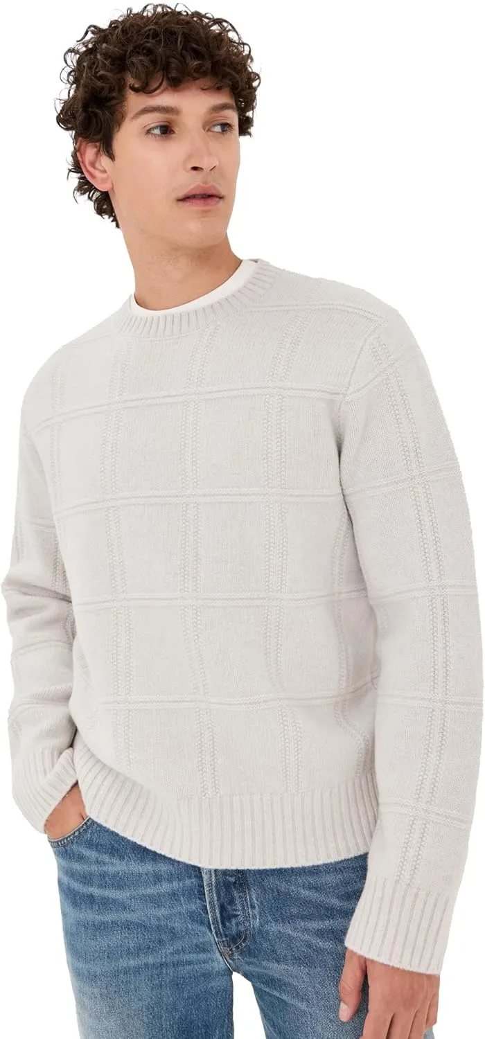Vince Men's Seed Stitch Windowpane Crew Sweater
