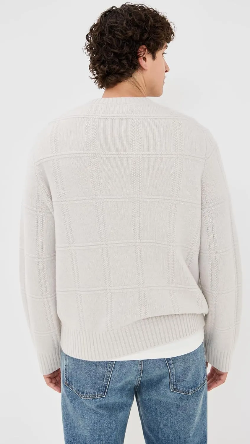 Vince Men's Seed Stitch Windowpane Crew Sweater