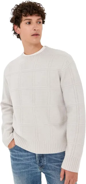 Vince Men's Seed Stitch Windowpane Crew Sweater