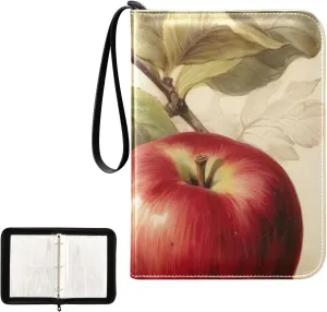Vintage Fruit Painting Card Binder 4-Pocket, 400 Pockets Trading Cards Holder Games Card Albums Storage Organizer Case for Football, Baseball Cards