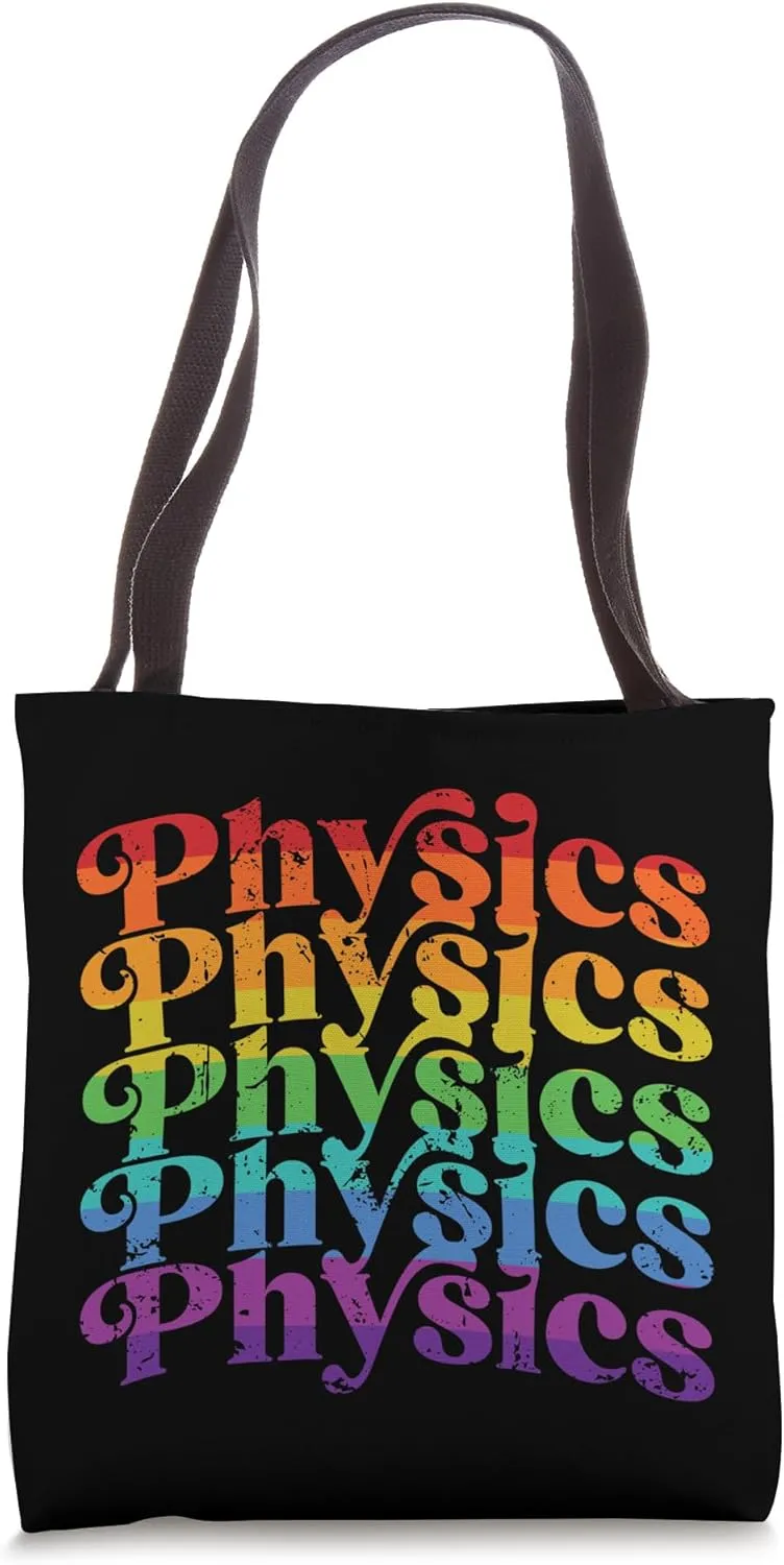 Vintage Rainbow Physics 70s Retro Style Script Font Tote Bag