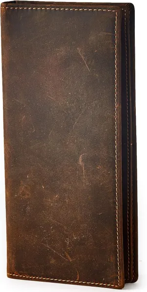 Vintage Top Grain Leather Wallet for Men Gift Box Top Grain Leather Minimalist Wallet for Men RFID Blocking Vintage Handmade Card Holder Bifold Slim Wallet Gift Box