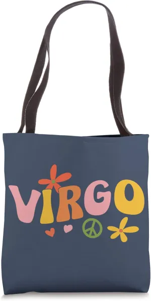 Virgo Zodiac Sign 70s Hippie Style Tote Bag
