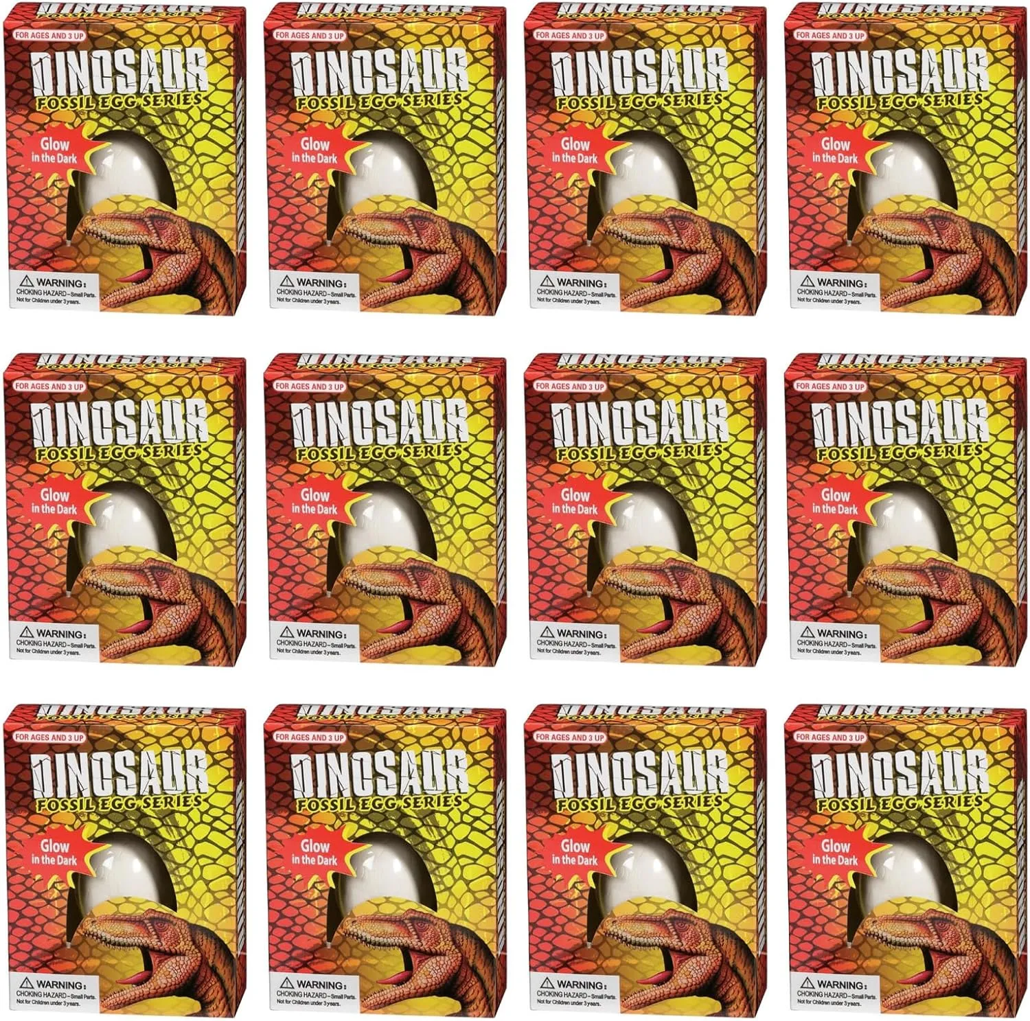 WARM FUZZY Toys Full Case of 12 Dinosaur Eggs Toys - Dinosaur Fossil Egg with 6 Glow in The Dark Dinosaurs Inside, Dino Eggs Digging Educational Science Kits for Kids, Kids Party Favors, Playsets