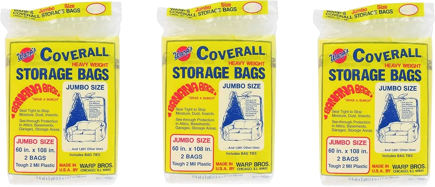 Warp's Storage Bags Banana Bags, Jumbo 60 x 108 in, 6 ct (3/2s) - Set of 3
