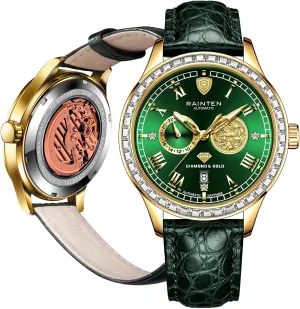 Watches for Men, Luxury Mechanical Men's Automatic Watch with 999 Gold, Leather Band & Date Calendar Luminous Men‘s Wrist Watches
