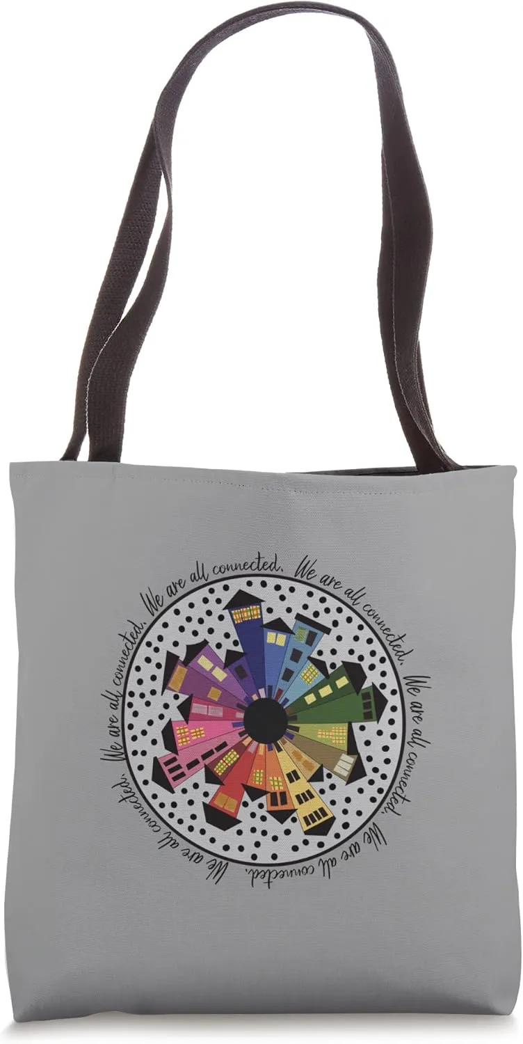 We are all Connected Colorful Quilt Pattern Tote Bag