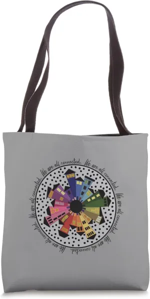 We are all Connected Colorful Quilt Pattern Tote Bag