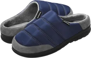 Weatherproof Puffer Nylon Memory Foam Slippers for Men, Cozy Lightweight Indoor Outdoor Slippers with Durable Non-Slip Sole