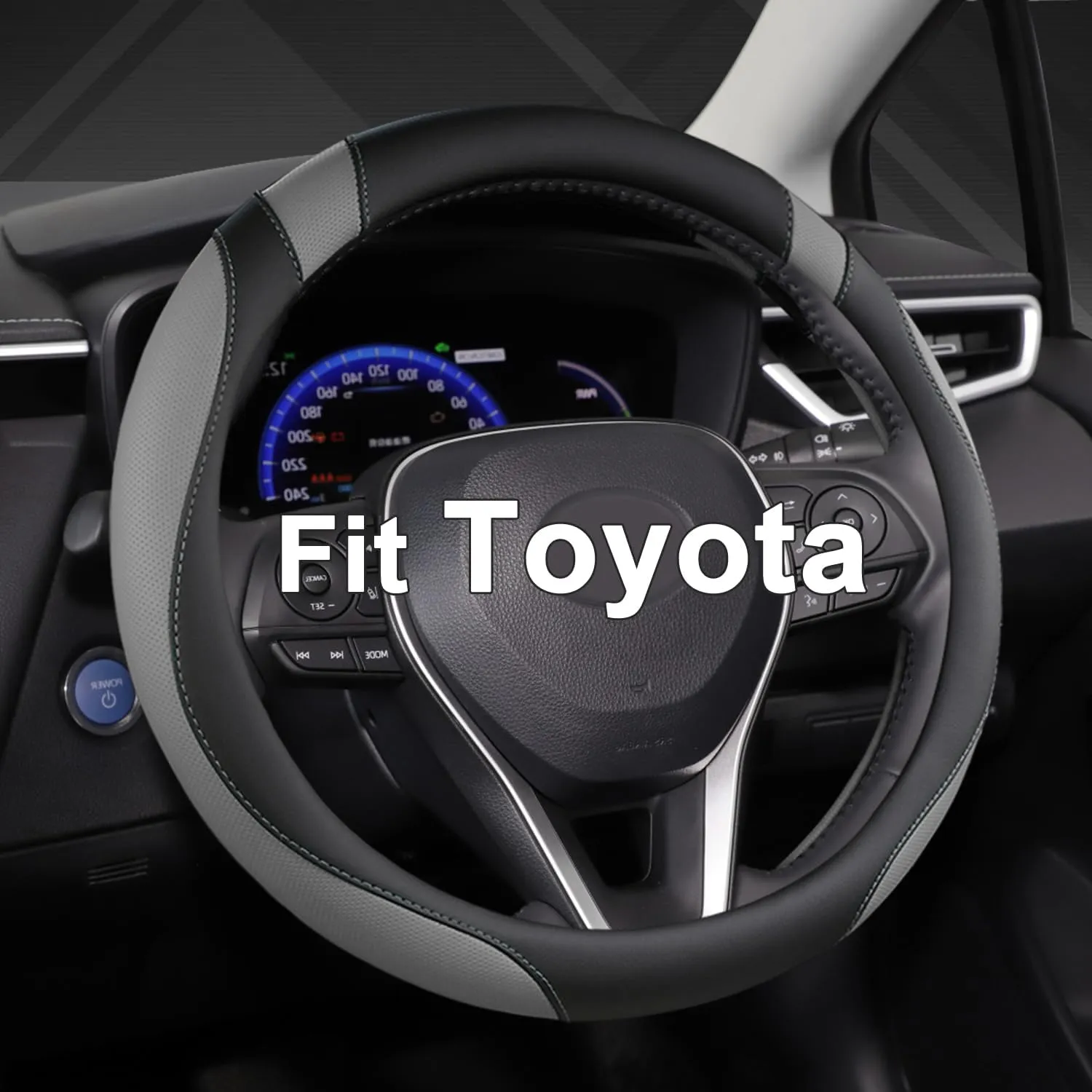 West Llama Customized Auto Car Steering Wheel Cover for Toyota Rav4 Corolla Camry Highlander (Black Gray-Standard Size)