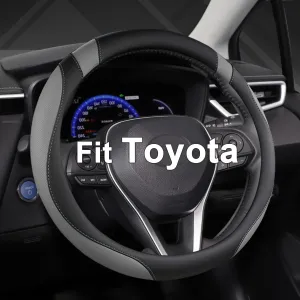 West Llama Customized Auto Car Steering Wheel Cover for Toyota Rav4 Corolla Camry Highlander (Black Gray-Standard Size)