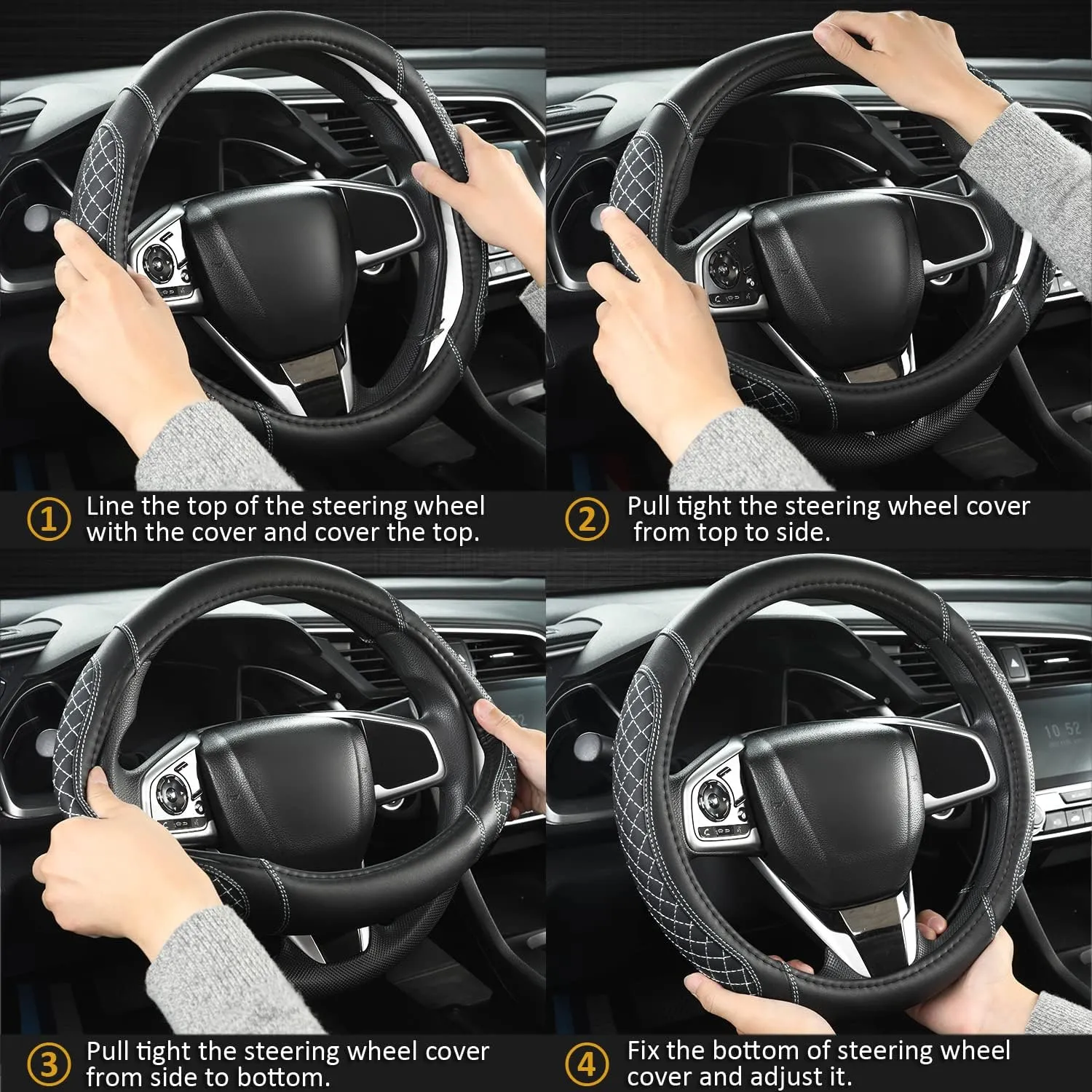 West Llama Customized Auto Car Steering Wheel Cover for Toyota Rav4 Corolla Camry Highlander (Black Gray-Standard Size)