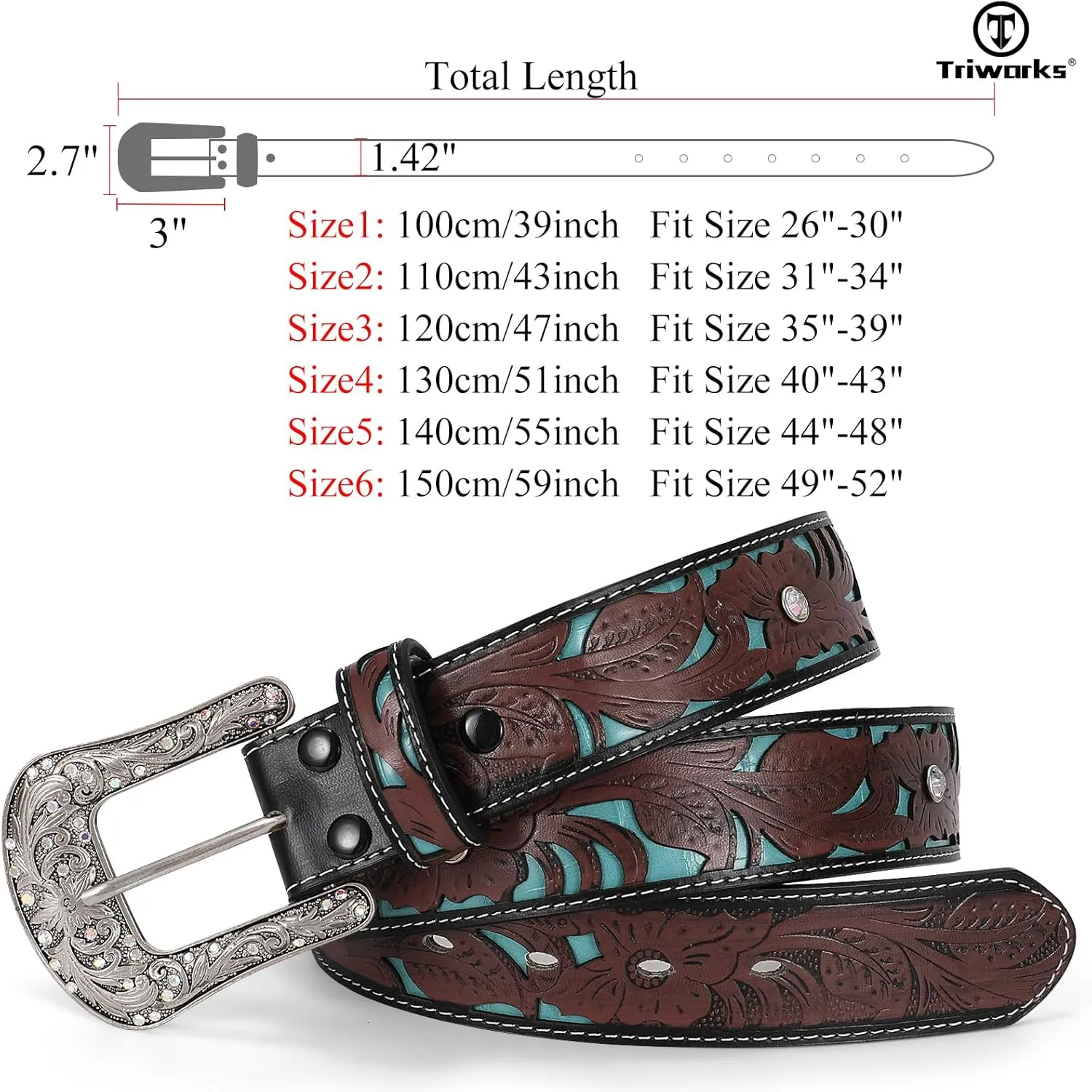 Western Belts for Women Cowgirl,Cowboy Bling Country Turquoise Belts for Jeans Pants Dresses