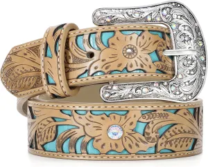Western Belts for Women Cowgirl,Cowboy Bling Country Turquoise Belts for Jeans Pants Dresses